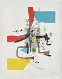 Joan Miró, Llibre dels sis sentits (Book of the Six Senses): plate I, 1981, Etching and aquatint in colors, on Guarro paper watermarked Sala Gaspar , with full margins