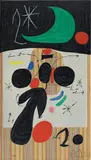 Intérieur et nuit (Interior and Night) by Joan Miró, 1969, Lithograph in colours, on textured wallpaper, the full sheet, sold Apr 2019