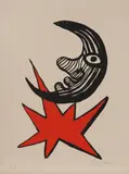 Lune et étoile rouge (Moon and Red Star) by Alexander Calder, 1970, Lithograph in colors, on Arches paper, with full margins, sold Apr 2019