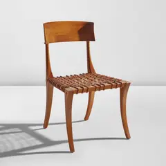 T. H. Robsjohn-Gibbings, "Klismos" chair, model no. 15, designed circa 1937, Walnut, leather