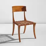 T. H. Robsjohn-Gibbings, "Klismos" chair, model no. 15, designed circa 1937, Walnut, leather
