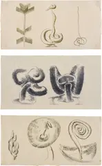 Harry Bertoia, Three monotypes, circa 1960, Monotypes in colors, on laid rice paper