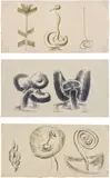Harry Bertoia, Three monotypes, circa 1960, Monotypes in colors, on laid rice paper