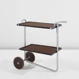 Gregori Warchavchik, Tea trolley, circa 1928, Stained mahogany, chromium-plated steel, rubber