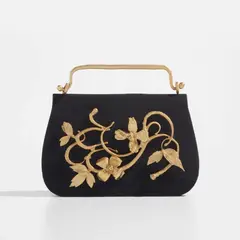 Claude Lalanne, "Clématite" handbag, circa 1989, Silk, gilt bronze