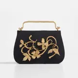 Claude Lalanne, "Clématite" handbag, circa 1989, Silk, gilt bronze
