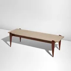 Gio Ponti, Coffee table, model no. 2137, from the "Modern by Singer" series, circa 1956, Travertine, walnut
