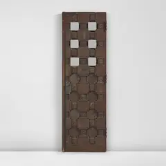 Joel Shapiro, Door, late 19th century, Oak, patinated bronze, leaded glass
