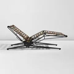 Osvaldo Borsani, Adjustable daybed, model no. L77, circa 1957, Painted steel, rubber webbing, brass-plated steel