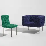 "Azul" and "Verde" chairs by Fernando Campana and Humberto Campana, designed 1993, executed after 1998, Cotton rope, stainless steel, plastic, sold Sep 2026
