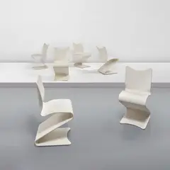 Verner Panton, Set of six "S-Stuhl" side chairs, model no. 275, circa 1965, Painted and molded plywood