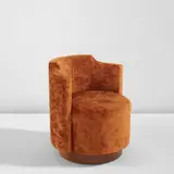 Jacques Grange, Slipper chair, circa 2022, Walnut, fabric upholstery