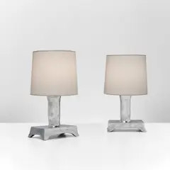 Pair of "Library" table lamps by Elizabeth Garouste and Mattia Bonetti, designed 1994, Silvered bronze, silk shades, sold Jun 2026