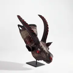 William Morris, "Bull Situla", 2000, Blown and formed glass, powder-coated steel
