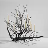Michele Oka Doner, Unique "Burning Bush" candelabrum with tray, 2003, Patinated bronze