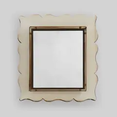 Carlo Scarpa, Mirror, model no. 77, circa 1939, Pesante iridato glass, mirrored glass, brass