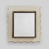 Carlo Scarpa, Mirror, model no. 77, circa 1939, Pesante iridato glass, mirrored glass, brass