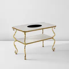 Gilbert Poillerat, Side table, circa 1950, Marble, gilt bronze