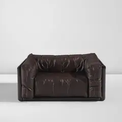 Carlo Scarpa, "Cornaro" armchair, from the "Ultrarazionale" series, circa 1974, Painted wood, leather upholstery