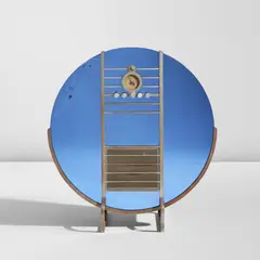Walter Dorwin Teague, "Nocturne" floor radio, model no. 1186, 1936, Mirrored glass, chromium-plated steel, painted aluminum, painted wood