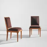 Pair of side chairs by Paul Rodocanachi for Jean-Michel Frank, circa 1936, Beech, brass, fabric upholstery, sold Jun 2026