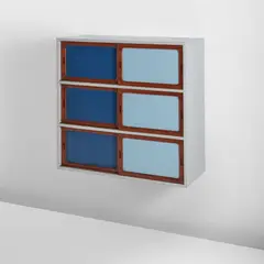 Finn Juhl, Rare wall-mounted cabinet, circa 1944, Painted wood, Oregon pine, Cuban mahogany