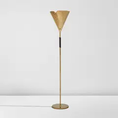 Paavo Tynell, Rare floor lamp, model no. 9620, circa 1951, Brass, leather