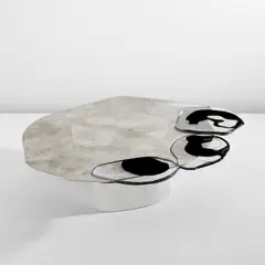 Vincenzo De Cotiis, Low table, model no. DC1716, from the "Baroquisme" series, 2017, Silvered brass, Murano glass