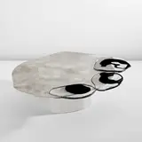 Vincenzo De Cotiis, Low table, model no. DC1716, from the "Baroquisme" series, 2017, Silvered brass, Murano glass