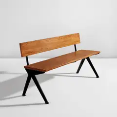 Jean Prouvé, Bench, circa 1955, Oak, painted steel