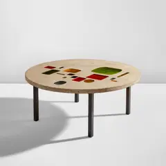 Jacques Avoinet, Coffee table, 1960s, Concrete, glass, painted steel