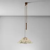 Paavo Tynell, Ceiling light, model no. A1998, circa 1955, Brass, painted brass, fabric shade