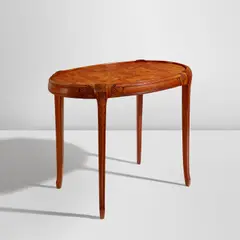 Léon Jallot, Table, circa 1912, Merisier, birch burl-veneered wood