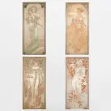 Alphonse Mucha, "The Seasons", circa 1900, Lithograph in colors on silk, each laid to board