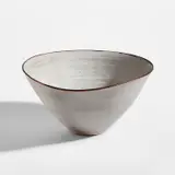 Lucie Rie and Hans Coper, Salad bowl with pouring lip, circa 1955, Stoneware with manganese speckle, white glaze with manganese rim