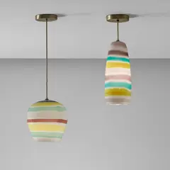 Massimo Vignelli, Two ceiling lights, model nos. 4034 and 4035, circa 1955, Blown glass, anodized aluminum