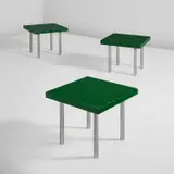 Paul Lester Wiener, Group of three side tables, circa 1948, Lacquered wood, steel