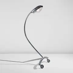 Marc Newson, "Super Guppy" floor lamp, 1987, Aluminum, molded glass, rubber
