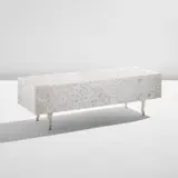 Marcel Wanders, "Pizzo Carrara" bench, 2007, Sandblasted Carrara marble, painted metal