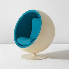 Eero Aarnio, "Ball" chair, circa 1963, Fiberglass, painted aluminum, fabric upholstery