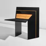 Michel Boyer, Secrétaire, circa 1985, Pearwood, painted wood, leather-covered wood, felt-covered wood