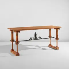 T. H. Robsjohn-Gibbings, Console table, from the "Sans Époque" collection, circa 1937, Sycamore, patinated brass