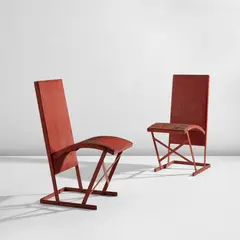 Pierre Chareau, Pair of chairs, variant of model no. MC 767, circa 1927, Painted steel