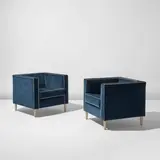 Giulio Minoletti, Pair of armchairs, circa 1942, Painted wood, velvet upholstery