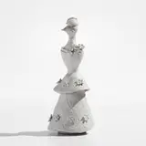 Gio Ponti, "Donna uccello" figure with dress, circa 1951, Glazed terracotta