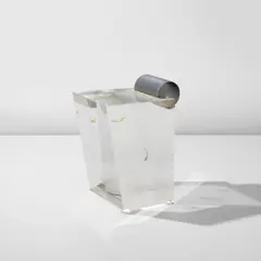 Shiro Kuramata, "Acrylic Stool," designed for the Spiral boutique, The Axis Building, Roppongi, Tokyo, designed 1990, Acrylic, anodized aluminum, Mallard feathers