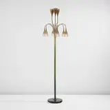 Angelo Lelii, Floor lamp, circa 1953, Brass, painted metal, glass, marble