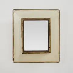 Mirror, model no. 30 by Carlo Scarpa, circa 1937, Pagliesco glass, mirrored glass, brass, sold Jun 2025
