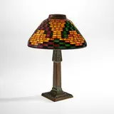 Tiffany Studios, Rare "American Indian" desk lamp, circa 1910, Leaded glass, patinated bronze