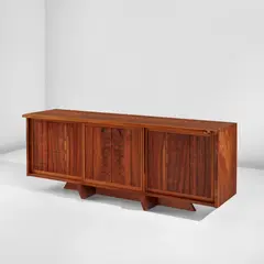 George Nakashima, Three-door room divider, 1987, American black walnut, claro walnut